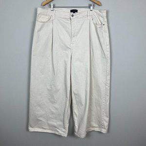 Banana Republic Jeans Womens 35 Plus 20 Ivory Wide Leg Crop Pleated High Waisted
